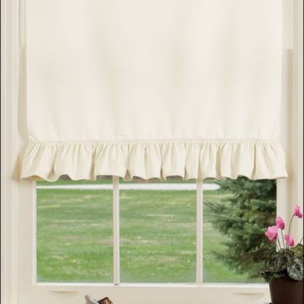 NEW IN BOX Fabric Roller Shades with Ruffles